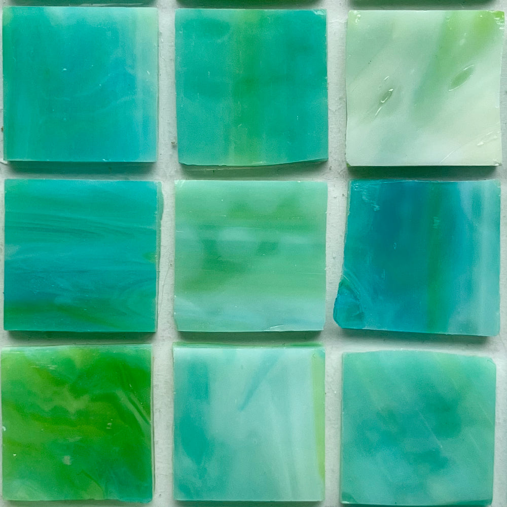 Mosaico de Vidrio Tiffany Glacier 20mm  Pez Loro