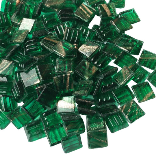 Glasmozaiek met Goud Dooradert 10mm Bosgroen