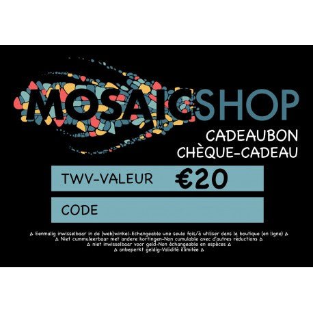 Verre Mosaique - glass mosaic -Glasmosaik-glasmozaïek-Kadobon 20 euro - mosaicshop