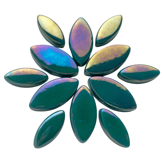 Ottoman Bloemblaadjes Parelmoer Donkercyaan