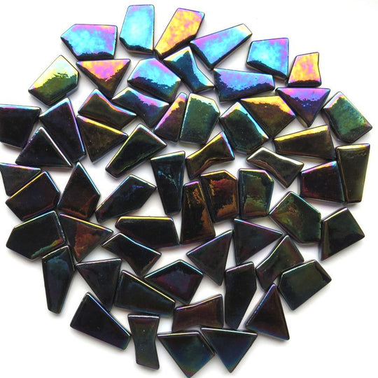 Ottoman Puzzle Iridescente Nero Opale