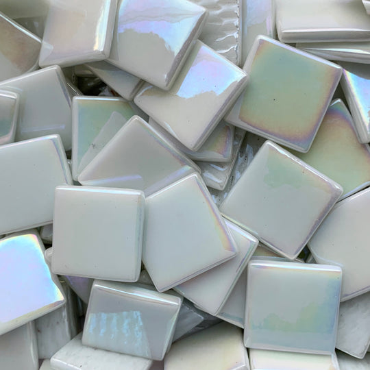 Pâte de Verre Pearlised 25mm Opal White