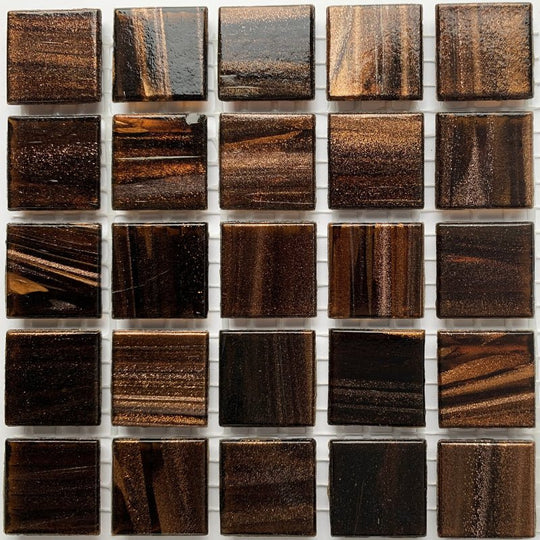 Pâtes de Verre Veiné d'or 20mm  Topaze Foncé