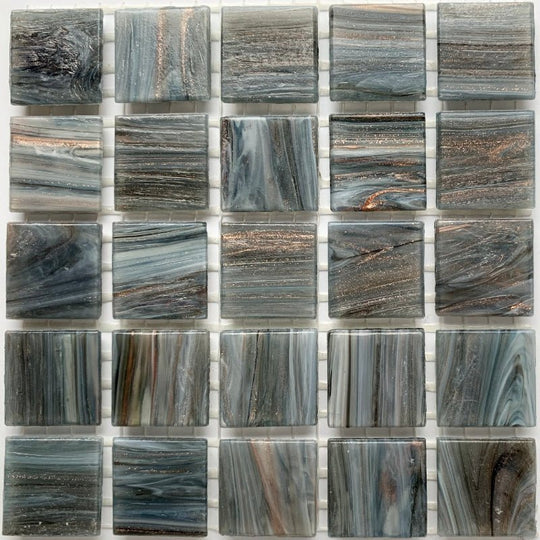 Pâtes De Verre Veiné D'or 20mm Brume De Nuit