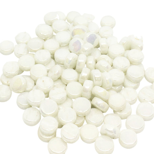 Mini Pastilles De Verre Nacrées 8mm Blanc Opale