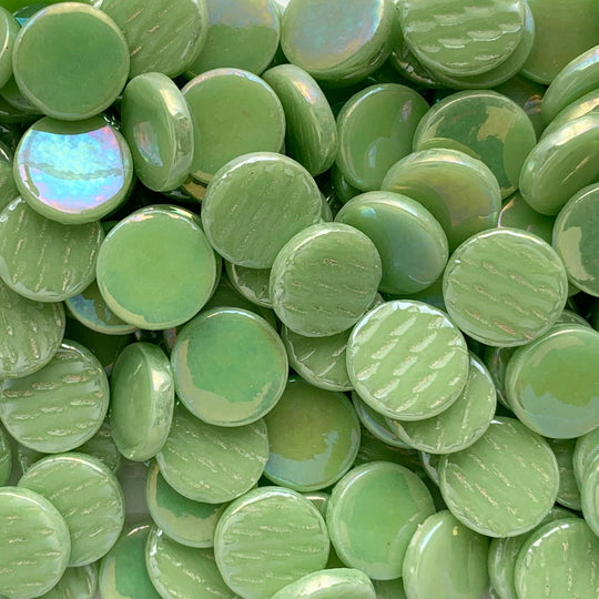 Ronde Glastegel Parelmoer 18mm Muntgroen