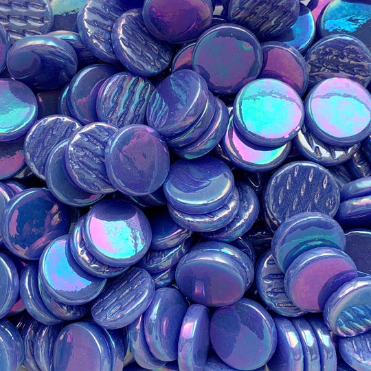 Ronde Glastegel Parelmoer 18mm Warm Blauw